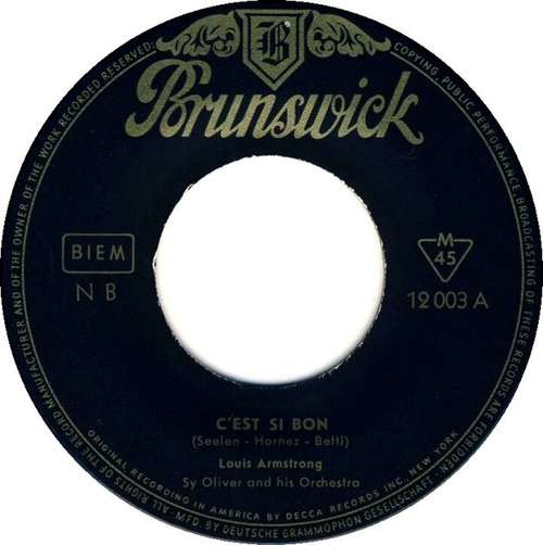 Cover Louis Armstrong - C'Est Si Bon / Blueberry Hill (7, Single, Mono, RE) Schallplatten Ankauf