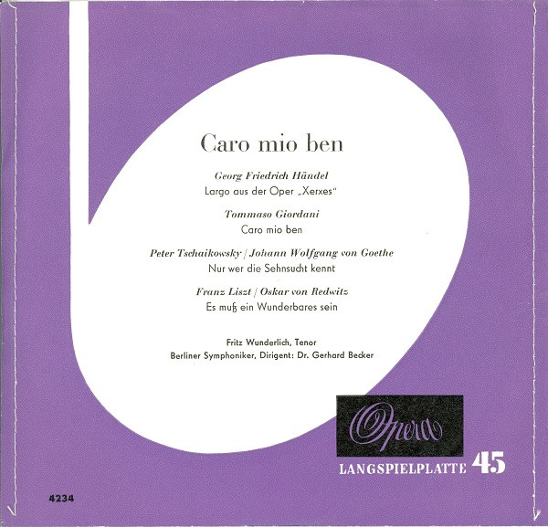 Cover Fritz Wunderlich, Berliner Symphoniker Dirigent: Dr. Gerhard Becker* - Caro Mio Ben (7) Schallplatten Ankauf