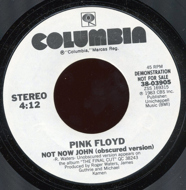 Cover Pink Floyd - Not Now John (obscured version) (7, Single, Promo, Styrene) Schallplatten Ankauf