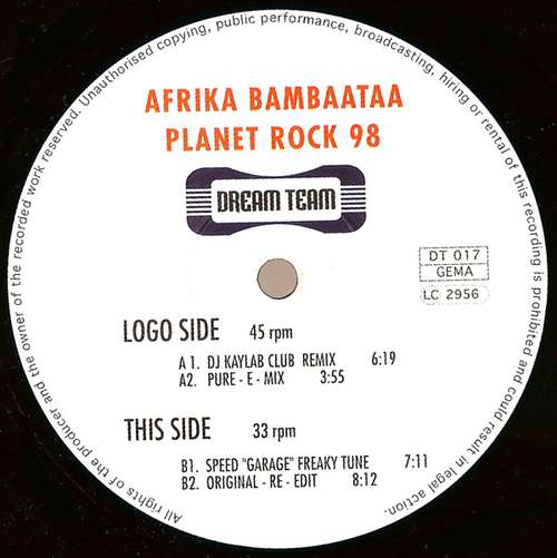 Cover Afrika Bambaataa & Soulsonic Force - Planet Rock 98 (12) Schallplatten Ankauf