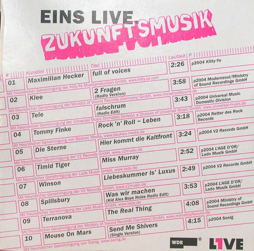 Cover Various - Eins Live Zukunftsmusik (CD, Comp, Promo) Schallplatten Ankauf