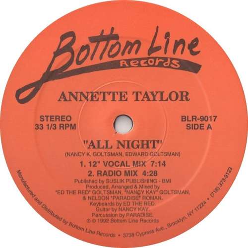 Cover Annette Taylor - All Night (12) Schallplatten Ankauf