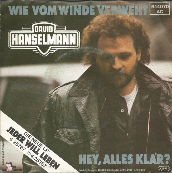 Cover David Hanselmann - Wie Vom Winde Verweht (7, Single, Promo) Schallplatten Ankauf