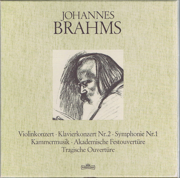 Cover Johannes Brahms - Violinkonzert / Klavierkonzert Nr. 2 / Symphonie Nr. 1 / Kammermusik / Akademische Festouvertüre / Tragische Ouvertüre (5xLP, Comp) Schallplatten Ankauf