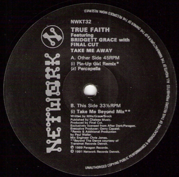 Cover True Faith Featuring Bridgett Grace* With Final Cut - Take Me Away (Revisited) (12) Schallplatten Ankauf