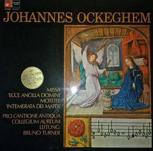 Cover Johannes Ockeghem, Pro Cantione Antiqua - MissaEcce Ancilla Domini-MotetteIntemerata Dei Mater (LP, Mono) Schallplatten Ankauf