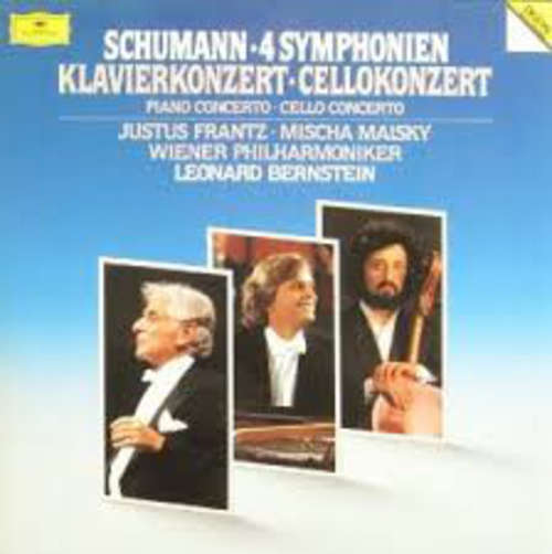 Cover Robert Schumann - 4 Symphonien - Klavierkonzert - Cellokonzert (3xLP, Comp) Schallplatten Ankauf