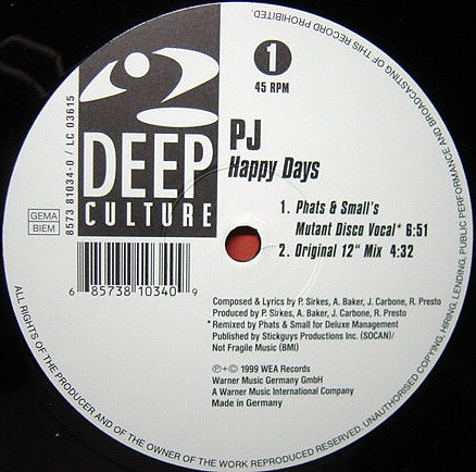 Cover PJ* - Happy Days (Part 2 Of A 2 Record Set) (12) Schallplatten Ankauf
