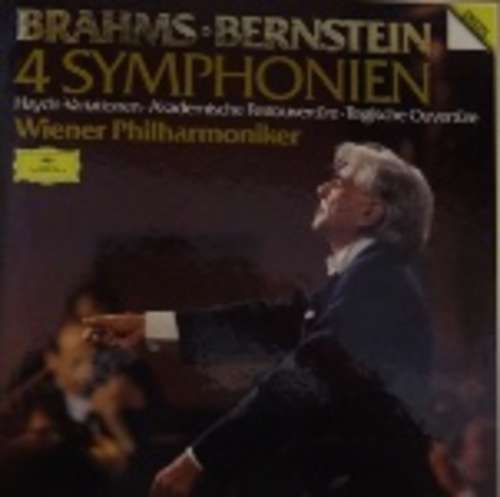 Cover Brahms* • Bernstein*, Wiener Philharmoniker - 4 Symphonien (Haydn-Variationen • Tragische Ouvertüre • Akademische Festouvertüre) (4xLP, Album + Box) Schallplatten Ankauf