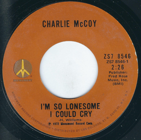 Cover Charlie McCoy - I'm So Lonesome I Could Cry (7, Single, Styrene, Ter) Schallplatten Ankauf