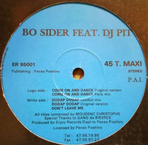 Cover Bo Sider Feat. DJ Pit - Come On And Dance (12) Schallplatten Ankauf