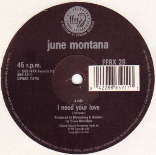 Cover June Montana - I Need Your Love (12) Schallplatten Ankauf