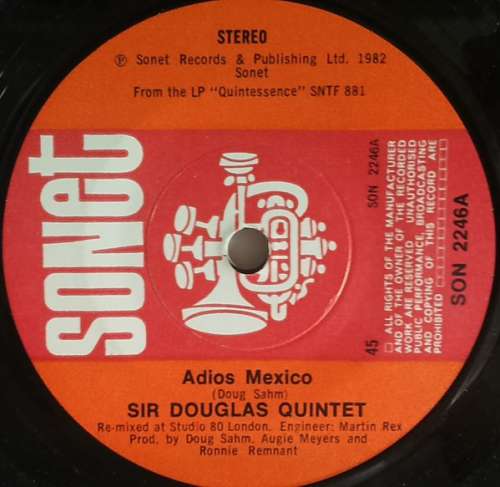 Cover Sir Douglas Quintet - Adios Mexico / If This Ain't Love (7) Schallplatten Ankauf