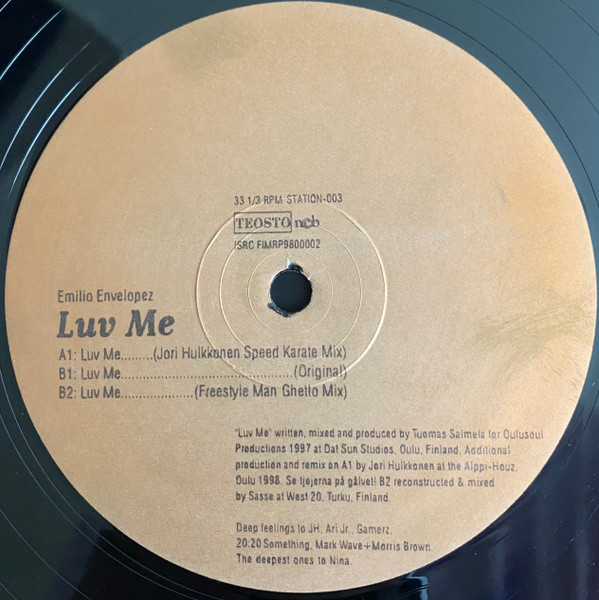 Cover Emilio Envelopez - Luv Me (12) Schallplatten Ankauf