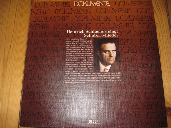 Cover Franz Schubert - Heinrich Schlusnus - Singt Schubert Lieder (LP) Schallplatten Ankauf
