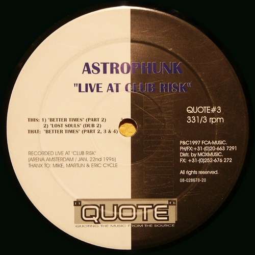 Cover Astrophunk - Live At Club Risk (12) Schallplatten Ankauf