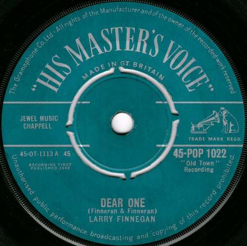 Cover Larry Finnegan - Dear One / Candy Lips (7, Single) Schallplatten Ankauf