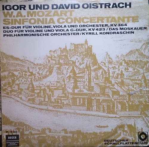 Cover W.A. Mozart* - Igor Oistrach, David Oistrach . Kiril Kondrashin, Moscow Philharmonic Orchestra - Sinfonia Concertante (LP, Album) Schallplatten Ankauf