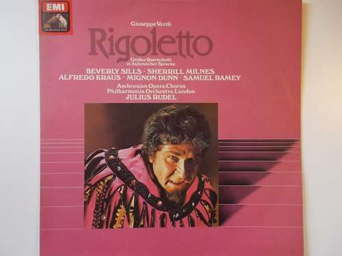 Cover Giuseppe Verdi - Beverly Sills, Sherrill Milnes, Alfredo Kraus, Mignon Dunn, Samuel Ramey, Ambrosian Opera Chorus*, Philharmonia Orchestra London* ; Julius Rudel - Rigoletto - Großer Querschnitt In Italienischer Sprache (LP) Schallplatten Ankauf