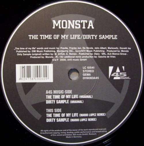 Cover Monsta - The Time Of My Life / Dirty Sample (12) Schallplatten Ankauf