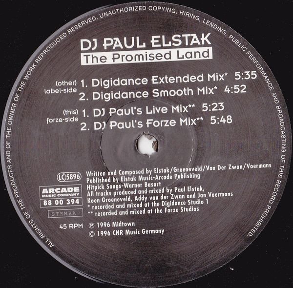 Cover DJ Paul Elstak* - The Promised Land (12) Schallplatten Ankauf
