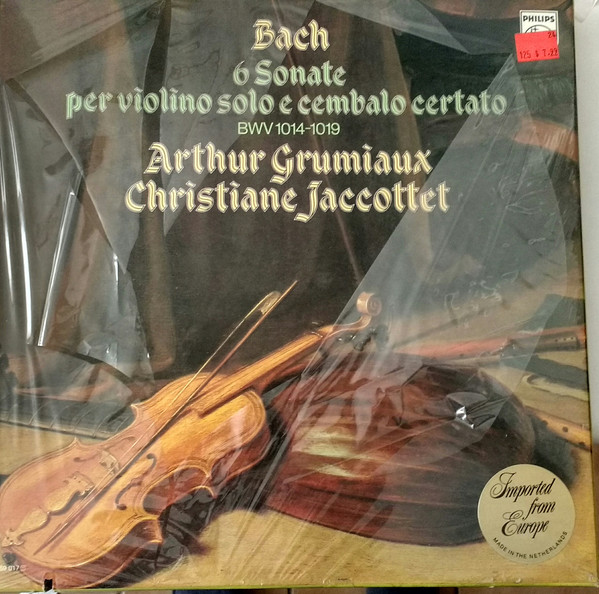 Cover Bach* - Arthur Grumiaux with Christiane Jaccottet - 6 Sonatas For Violin And Harpsichord ( Bwv 1014 - 1019 ) (2xLP, Box) Schallplatten Ankauf