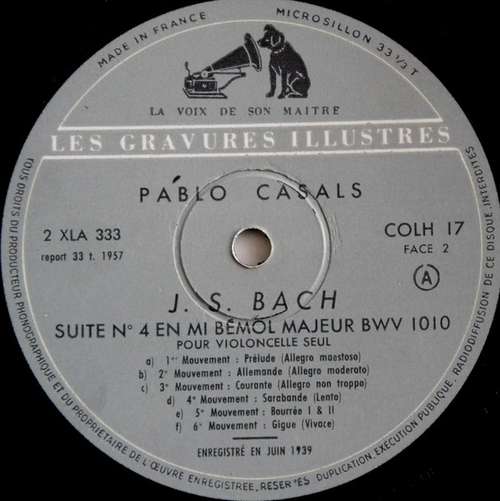 Cover Pablo Casals, J.S. Bach* -  Suites Pour Violoncelle Seul  N°3 En Do Majeur /  N°4 En Mi Bémol Majeur  (LP, Mono) Schallplatten Ankauf