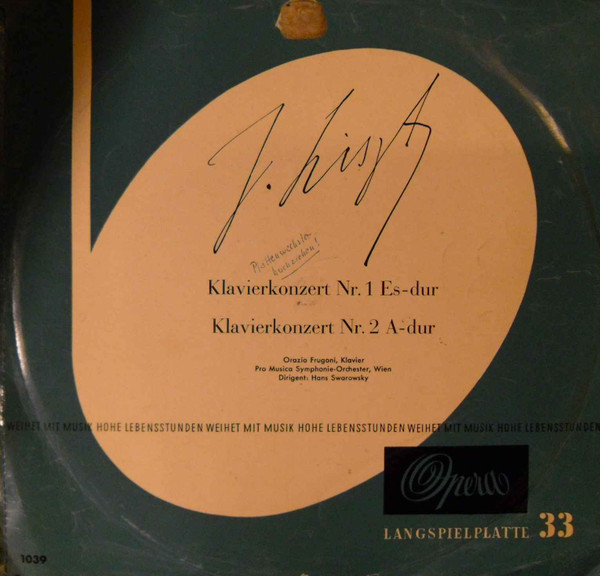 Cover F. Liszt*, Orazio Frugoni, Pro Musica Symphonie-Orchester Wien*, Hans Swarowsky - Klavierkonzert Nr. 1 In Es-Dur / Klavierkonzert Nr. 2 In A-Dur (LP, Mono) Schallplatten Ankauf