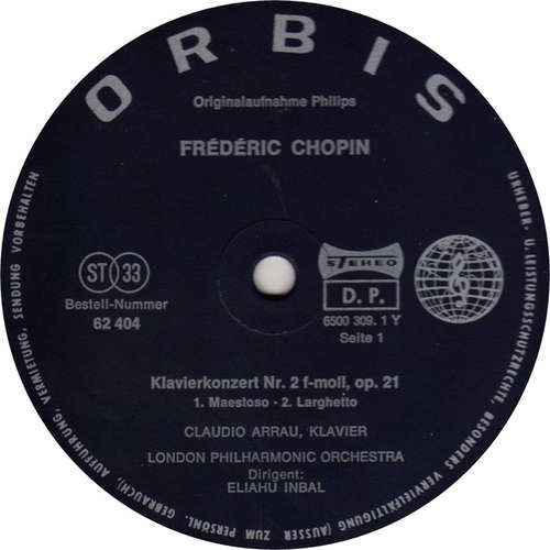 Cover Chopin*, Claudio Arrau, London Philharmonic Orchestra*, Eliahu Inbal - Klavierkonzert Nr. 2 F-moll,Op. 21 / Krakowiak, Op. 14 (LP) Schallplatten Ankauf