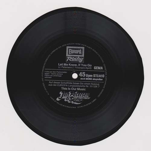 Cover Jon Petersen & Skyliner - Let Me Know, If You Go (Flexi, 7, S/Sided, Promo) Schallplatten Ankauf