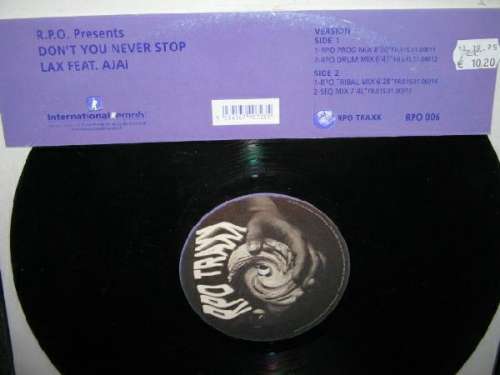 Cover R.P.O.* Presents Lax (2) Feat. Ajai - Don't You Never Stop (12) Schallplatten Ankauf
