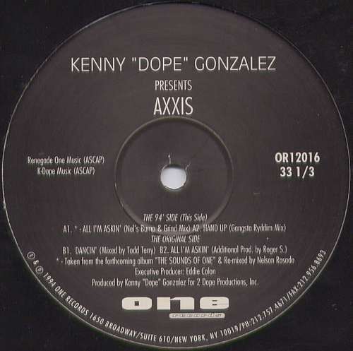 Cover Kenny Dope Gonzalez Presents Axxis - All I'm Askin' (12) Schallplatten Ankauf