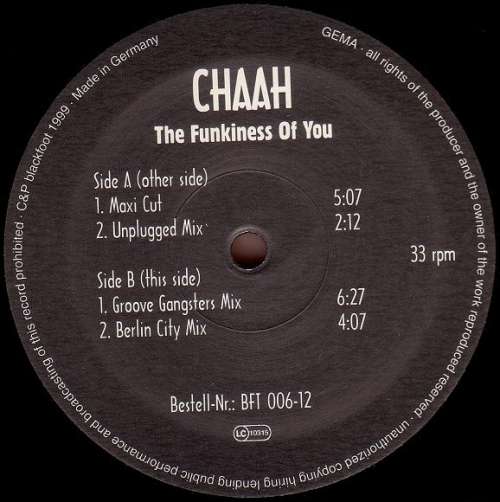 Cover Chaah - The Funkiness Of You (12) Schallplatten Ankauf