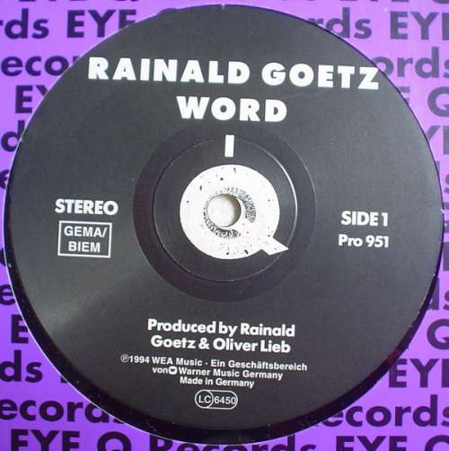 Cover Rainald Goetz - Word I (12, Promo) Schallplatten Ankauf