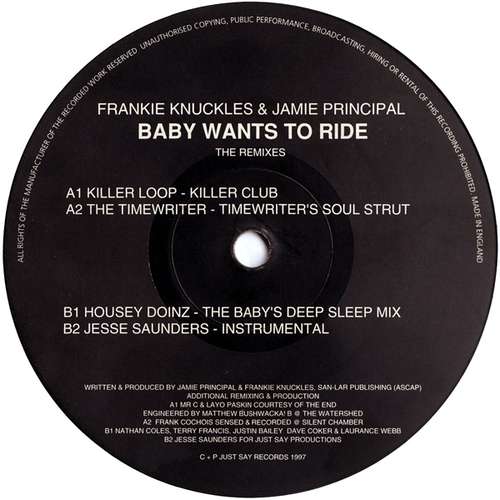 Cover Frankie Knuckles & Jamie Principal* - Baby Wants To Ride (The Remixes) (12) Schallplatten Ankauf