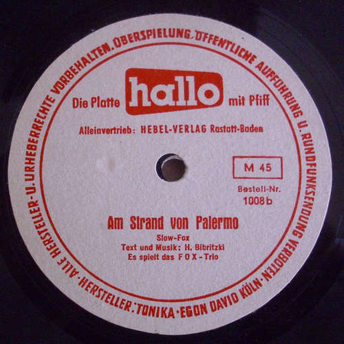 Bild Fred Hollerbach All-Stars*, Al Mark / Fox-Trio - Red River Rock / Am Strand von Palermo (7, Mono, Fle) Schallplatten Ankauf