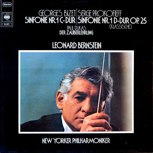 Cover Georges Bizet / Serge Prokofieff* / Paul Dukas - New Yorker Philharmoniker* ,  Leonard Bernstein - Sinfonie Nr. 1 C-Dur / Sinfonie Nr. 1 D-Dur Op. 25 (Klassische) / Der Zauberlehrling (LP, Comp) Schallplatten Ankauf
