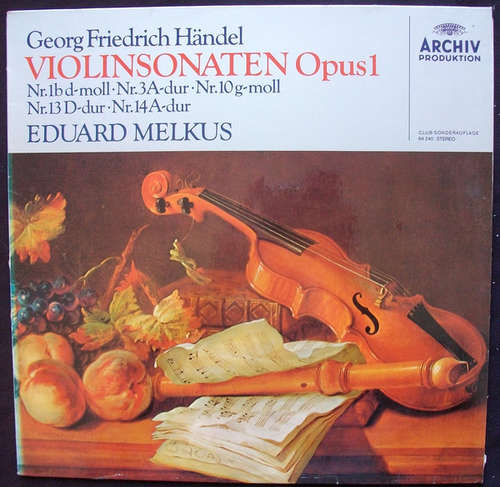 Cover Georg Friedrich Händel, Eduard Melkus - Violinsonaten Opus1 (LP, Club) Schallplatten Ankauf