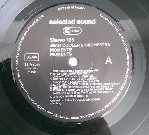 Cover Jean Cooler's Orchestra - Momente - Moments (LP, Album) Schallplatten Ankauf
