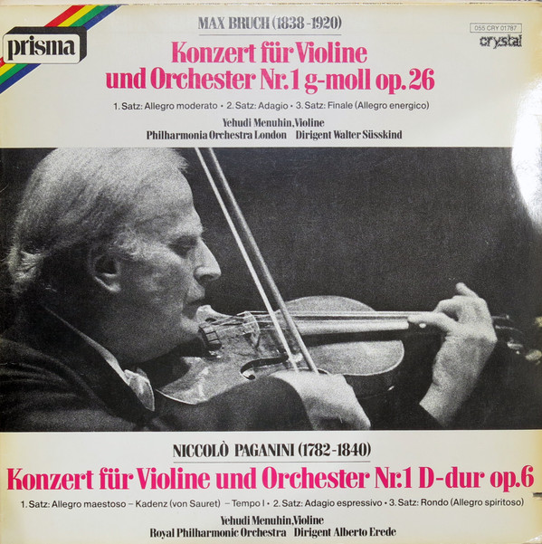 Cover Max Bruch / Niccolò Paganini -  Yehudi Menuhin - Konzert Für Violine Und Orchester Nr.1 G-Moll, Op.26 / Konzert Für Violine Und Orchester Nr.1 D-Dur, Op.6 (LP, Comp) Schallplatten Ankauf