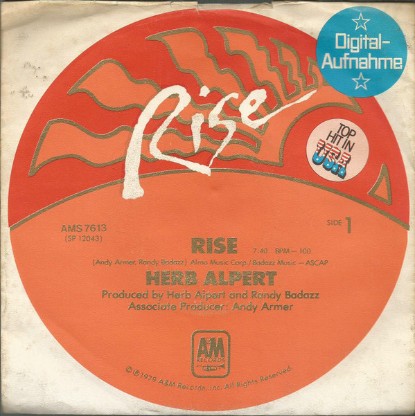 Cover Herb Alpert - Rise (7, Single) Schallplatten Ankauf