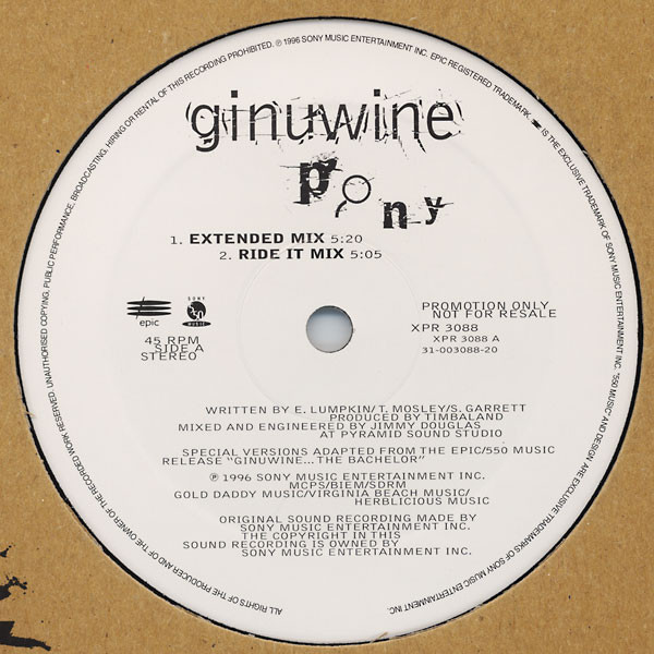 Cover Ginuwine - Pony (12, Promo) Schallplatten Ankauf