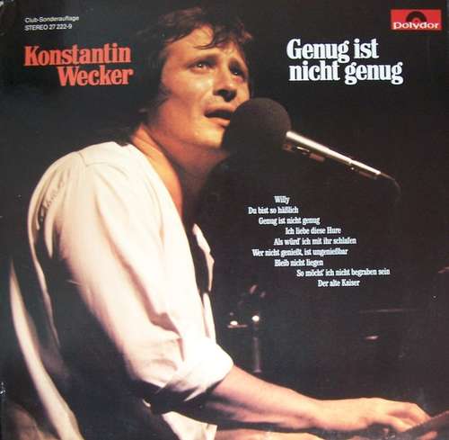 Bild Konstantin Wecker - Genug Ist Nicht Genug (LP, Comp, Club) Schallplatten Ankauf