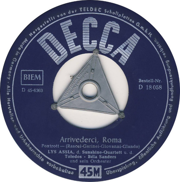 Cover Lys Assia - Arrivederci, Roma (7, Single) Schallplatten Ankauf