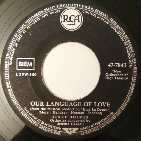 Cover Jerry Holmes (6), Jimmie Haskell - Red River Sally / Our Language Of Love (7, Single) Schallplatten Ankauf