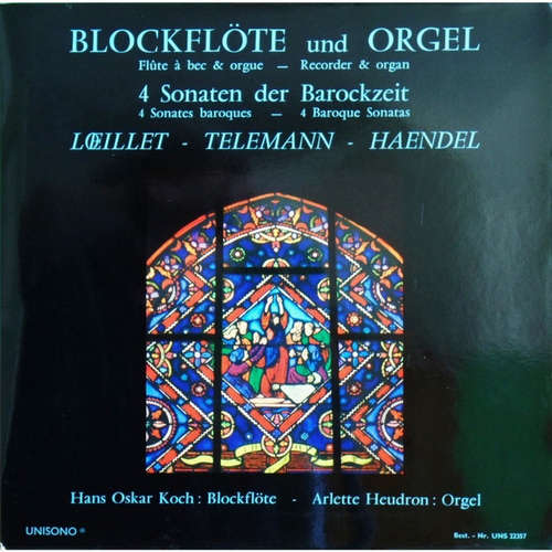 Cover Hans Oskar Koch, Arlette Heudron - Blockflöte und Orgel 4 Sonaten der Barrockzeit (LP) Schallplatten Ankauf