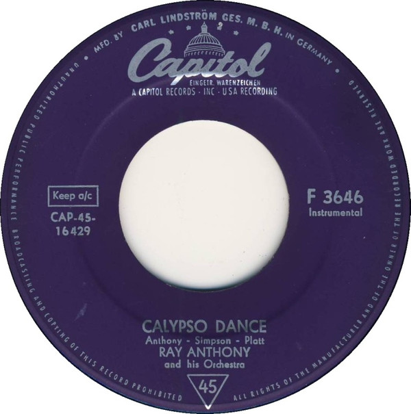 Bild Ray Anthony And His Orchestra* - Calypso Dance / Plymouth Rock (7, Single) Schallplatten Ankauf