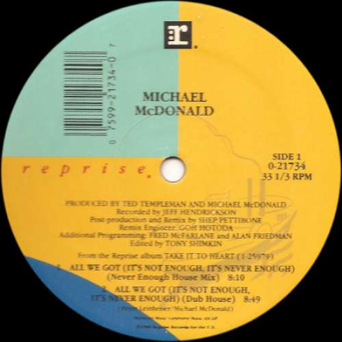 Cover Michael McDonald - All We Got (It's Not Enough, It's Never Enough) (12) Schallplatten Ankauf