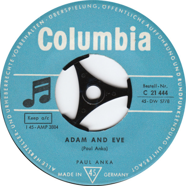 Cover Paul Anka - Adam And Eve / Puppy Love (7, Single, Mono) Schallplatten Ankauf