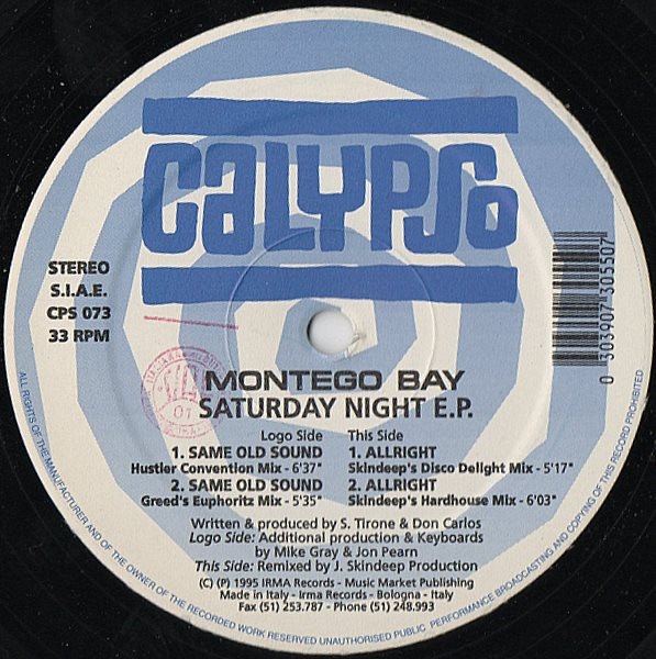 Cover Montego Bay - Saturday Night E.P. (12, EP) Schallplatten Ankauf